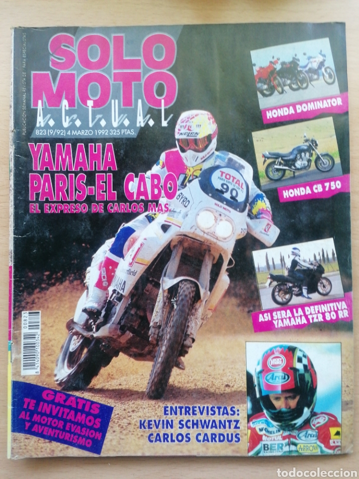 Coches y Motocicletas: SOLO MOTO ACTUAL 823 1992 HONDA DOMINATOR, HONDA CB 750, YAMAHA TZR 80 RR, KEVIN SCHWANTZ, CARD&Uacute;S