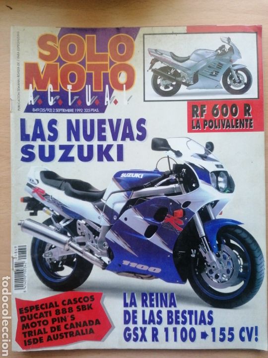 Voitures et Motocyclettes: SOLO MOTO ACTUAL 849 1992 SUZUKI RF 600 R, SUZUKI GSX R 1100, DUCATI 888 SBK, MANUEL GIRO TERESA DOT