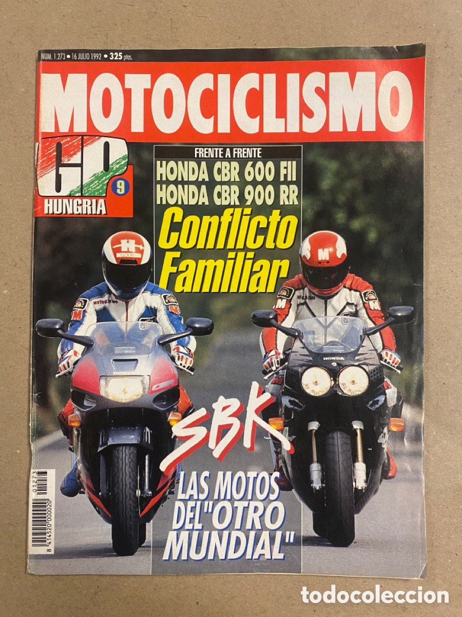Voitures et Motocyclettes: MOTOCICLISMO N&deg; 1273 (1992). HONDA CBR 600 FII Vs HONDA CBR 900 RR, G.P. HUNGR&Iacute;A,&hellip;