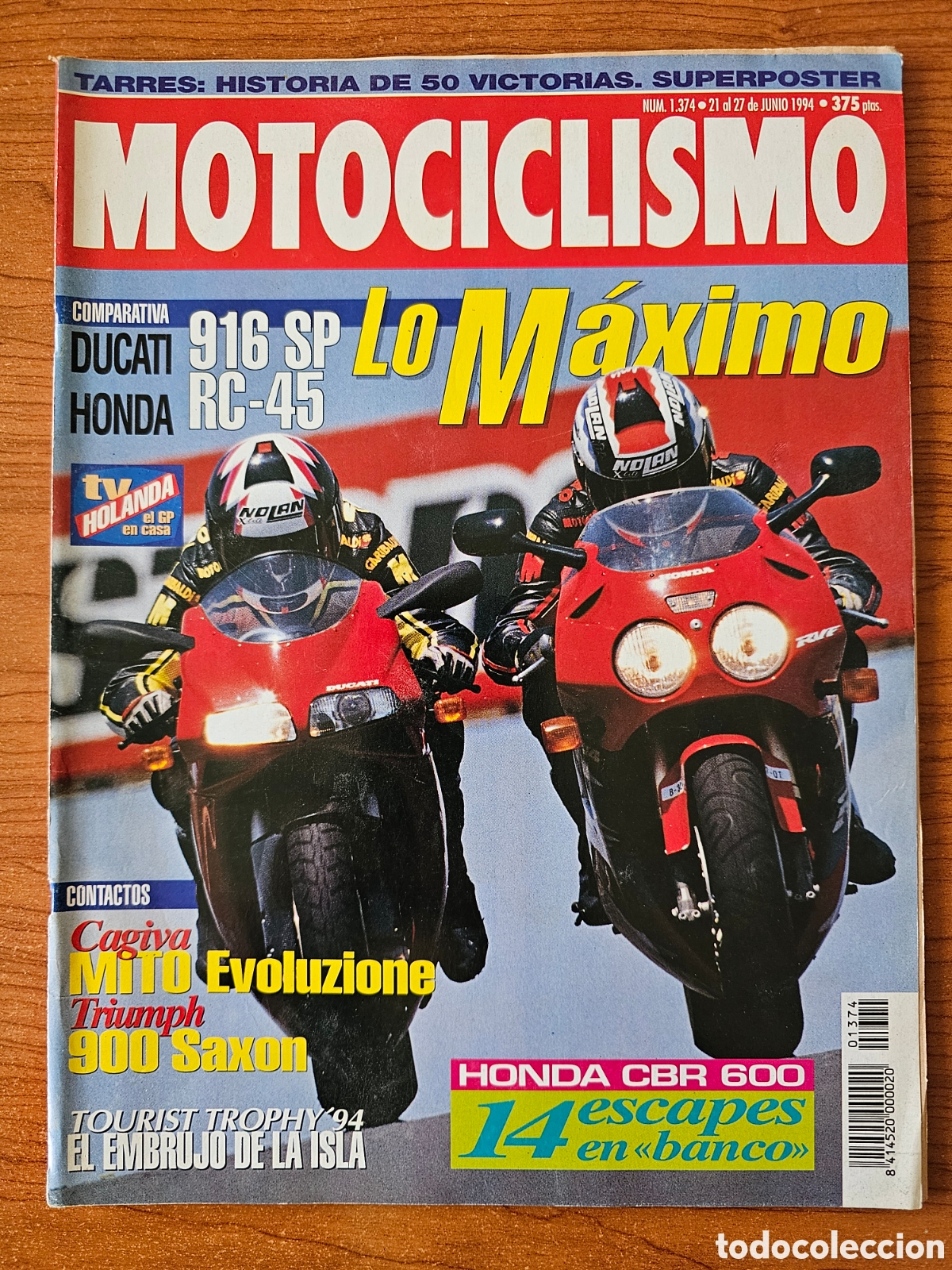 Voitures et Motocyclettes: MOTOCICLISMO 1374 1994 DUCATI 916 AP, HONDA RC-45. CAGIVA MITO, TRIUMPH 900 SAXON, HONDA CBR 600