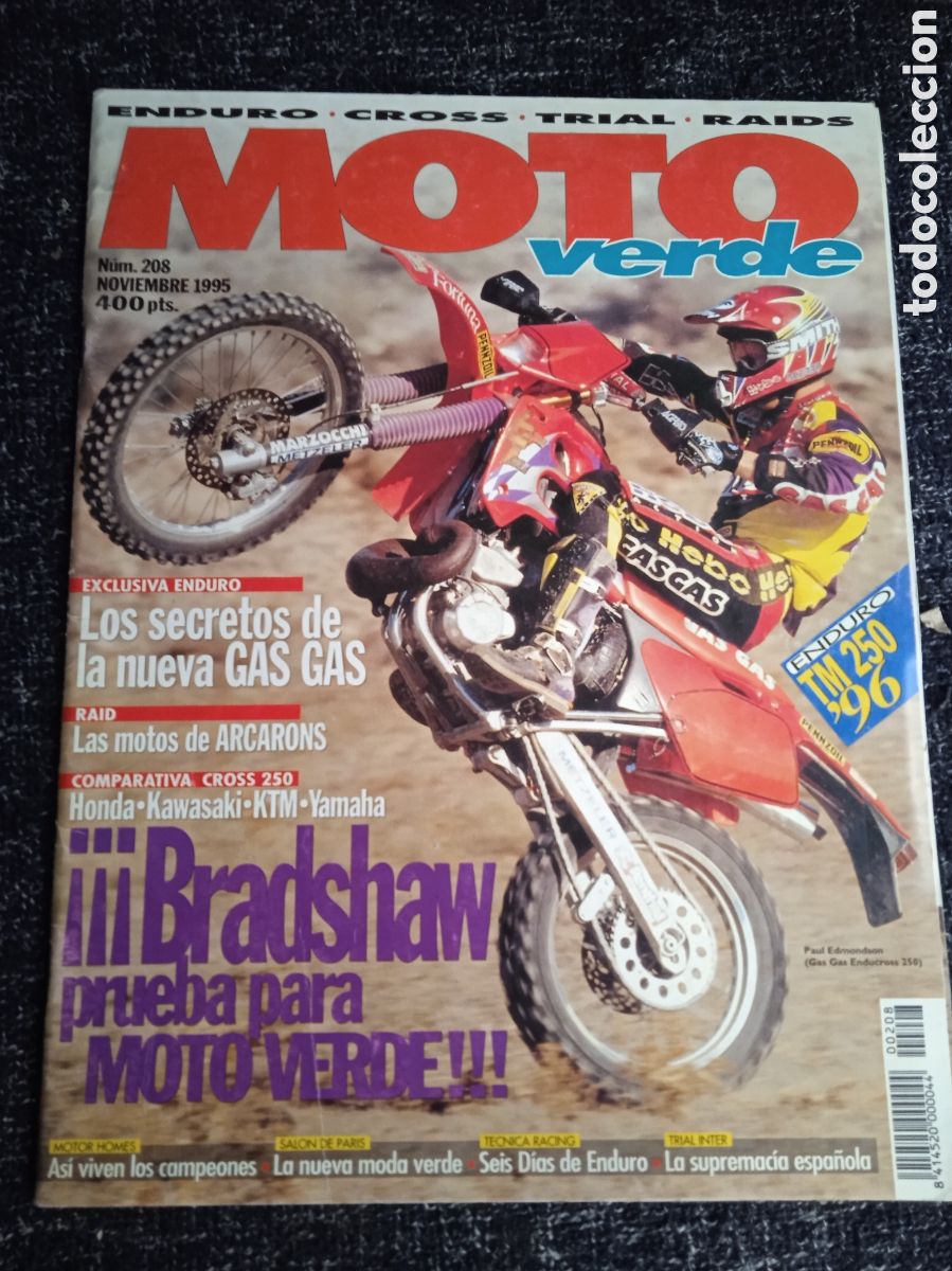 Coches y Motocicletas: MOTO VERDE N&ordm; 208 A&Ntilde;O 1995 -PRUEBA: TM 250. COMP: HONDA CR 250, KAWASAKI KX 250, KTM SX 250