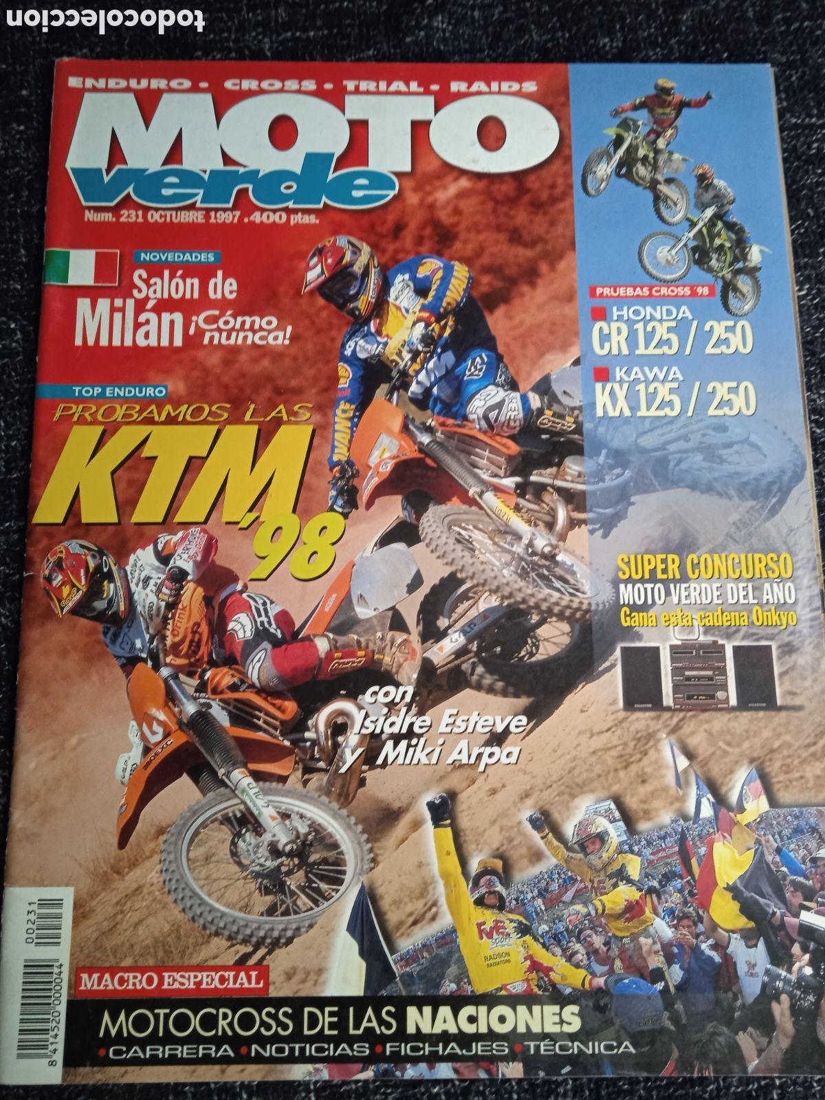 Coches y Motocicletas: MOTO VERDE N&ordm; 231 A&Ntilde;O 1997 - KTM EXC 125. KTM EXC 250. KAWASAKI KX 125. KAWASAKI KX 2