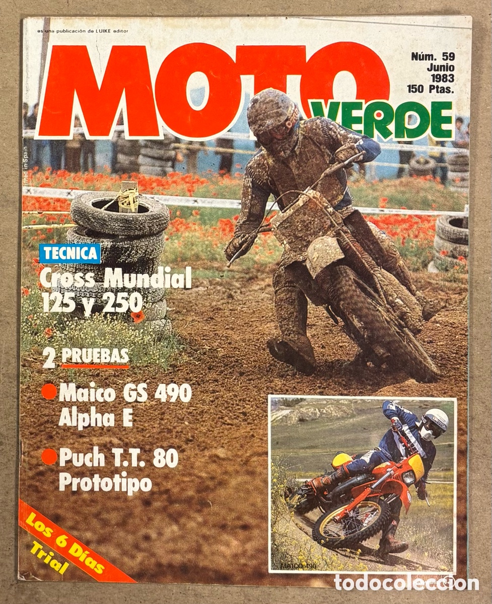 Coches y Motocicletas: MOTO VERDE N&deg; 59 (1983). MAICO GS 490 ALPHA E, PUCH T.T. 80 PROTOTIPO, CROSS MUNDIAL 125 y 250