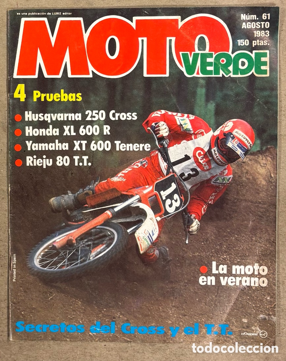 Coches y Motocicletas: MOTO VERDE N&deg; 61 (1983). HUSQVARNA 250 CROSS, HONDA XL 600 R, YAMAHA XT 600 TENERE, RIEJU 80 T.T.