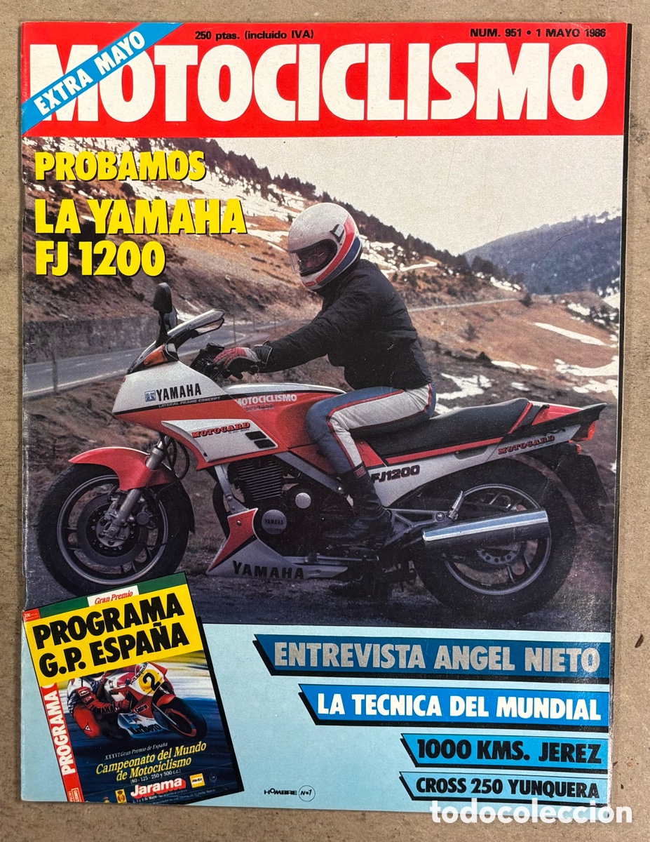 Coches y Motocicletas: MOTOCICLISMO N&deg; 951 (1986). YAMAHA FJ 1200, ENTREVISTA A ANGEL NIETO, PROGRAMA G.P. ESPA&Ntilde;A JARAMA,..
