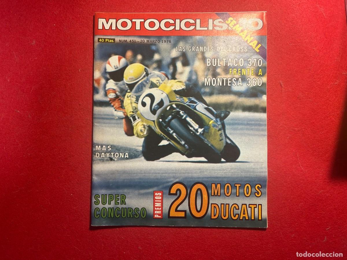 Coches y Motocicletas: Motociclismo revista N&ordm;- 451 Bultaco 370- Montesa 360- Daytona- Paco Bulto- Trial Gran Breta&ntilde;a -1976