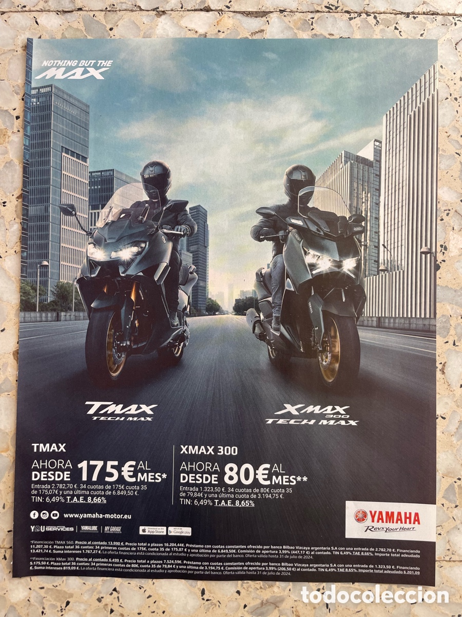 Coches y Motocicletas: Publicidad motos Yamaha Tmax y Xmax / Hoja de revista