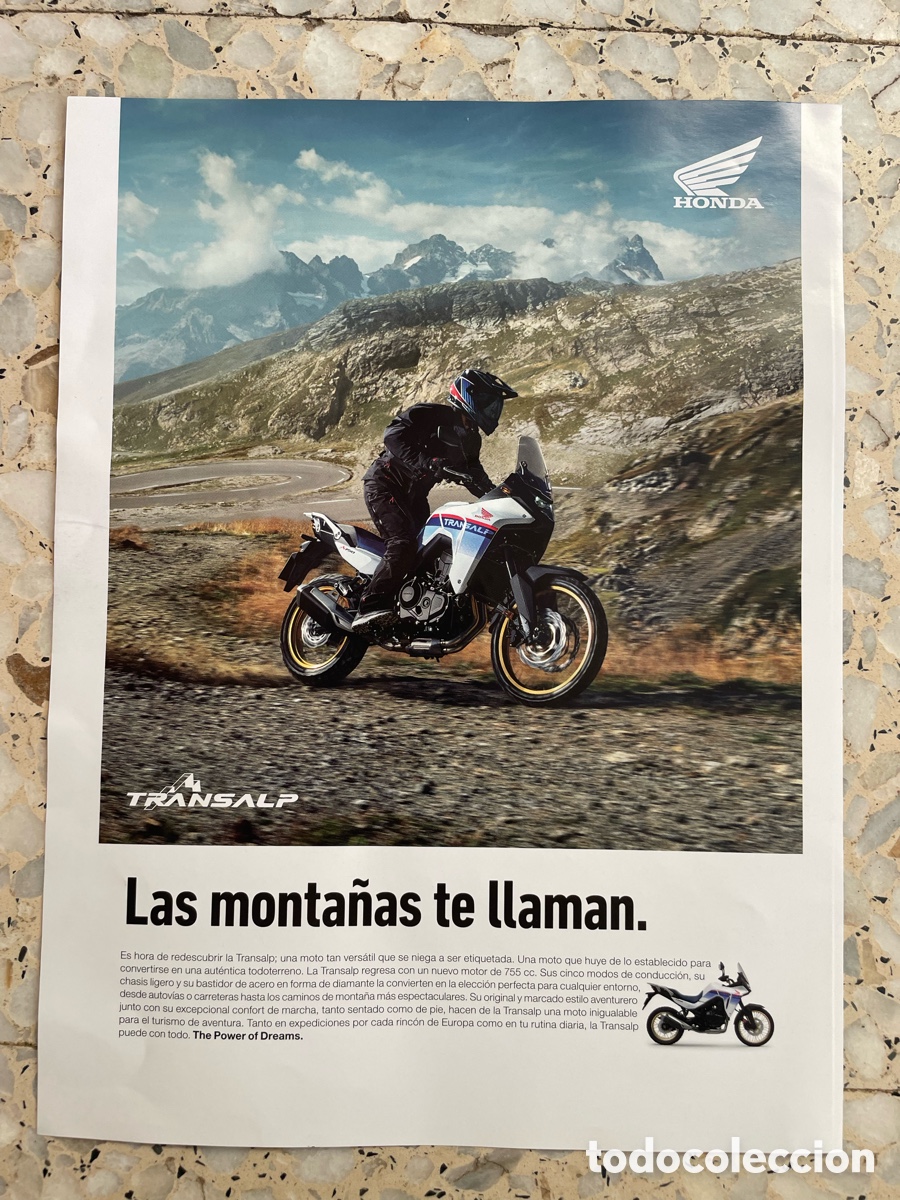 Coches y Motocicletas: Publicidad moto Honda Transalp / Hoja ( portada ) de revista