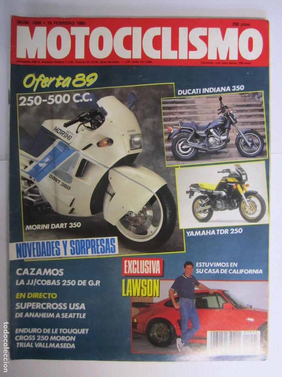 Coches y Motocicletas: revista motociclismo num 1095 a&ntilde;o 1989 ducati indiana 350 morini dart 350