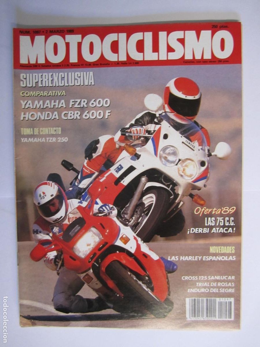 Coches y Motocicletas: revista motociclismo num 1097 a&ntilde;o 1989 honda cbr 600 yamaha fzr 600 yamaha tzr 250