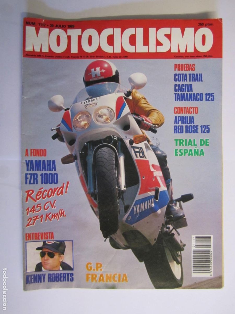 Coches y Motocicletas: revista motociclismo num 1117 a&ntilde;o 1989 yamaha fzr 1000 aprilia red rose 125