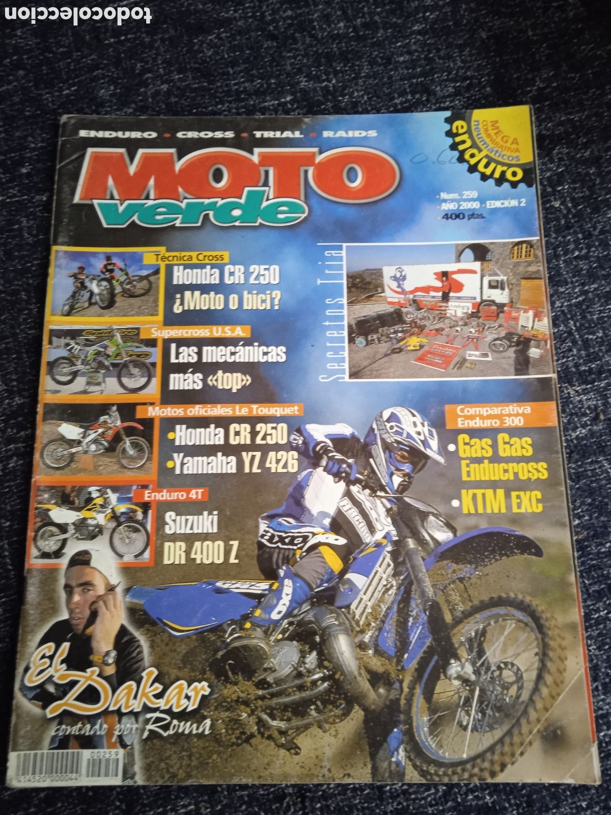 Coches y Motocicletas: MOTO VERDE N&ordm; 259 A&Ntilde;O 2000 POSTER ANDREA MAYER, HONDA CR 250 ,YAMAHA YZ 426 ,SUZUKI DR 400 Z