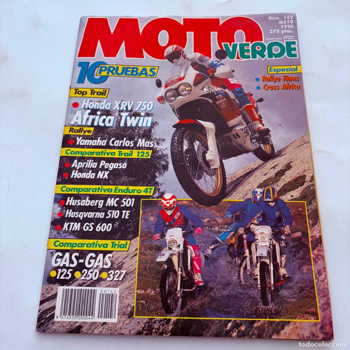 Coches y Motocicletas: revista moto verde n&ordm; 142 honda xrv 750 africa twin aprilia pegaso honda nx husaberg mc 501