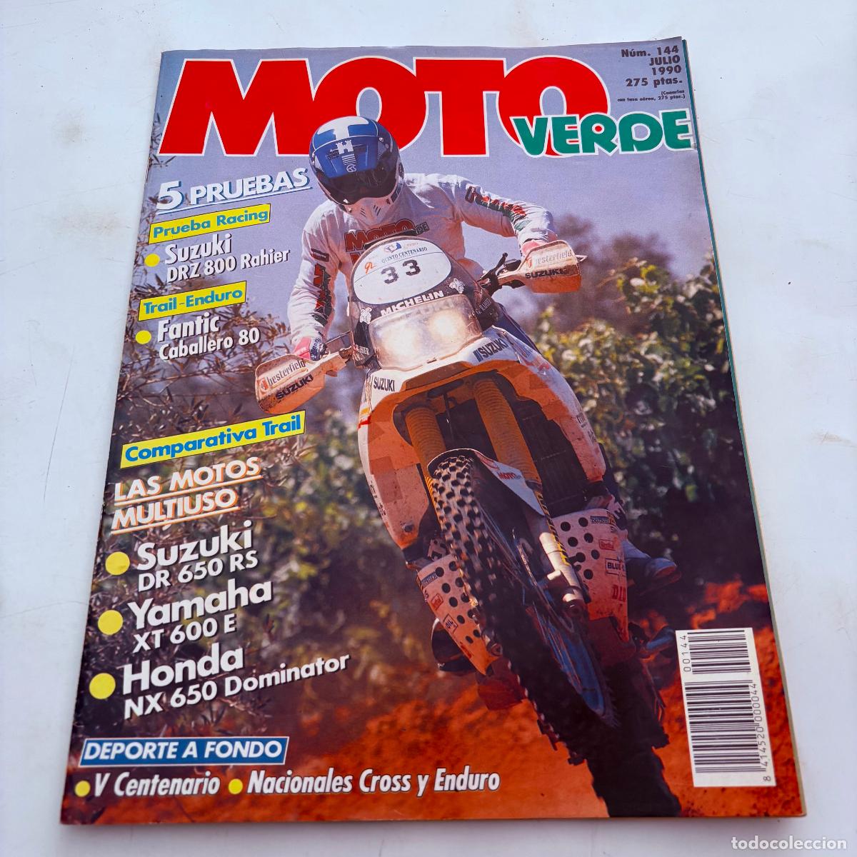 Coches y Motocicletas: revista moto verde n&ordm; 144 suzuki drz 800 rahier fantic caballero 80 suzuki dr 650 rs yamah xt 600 e