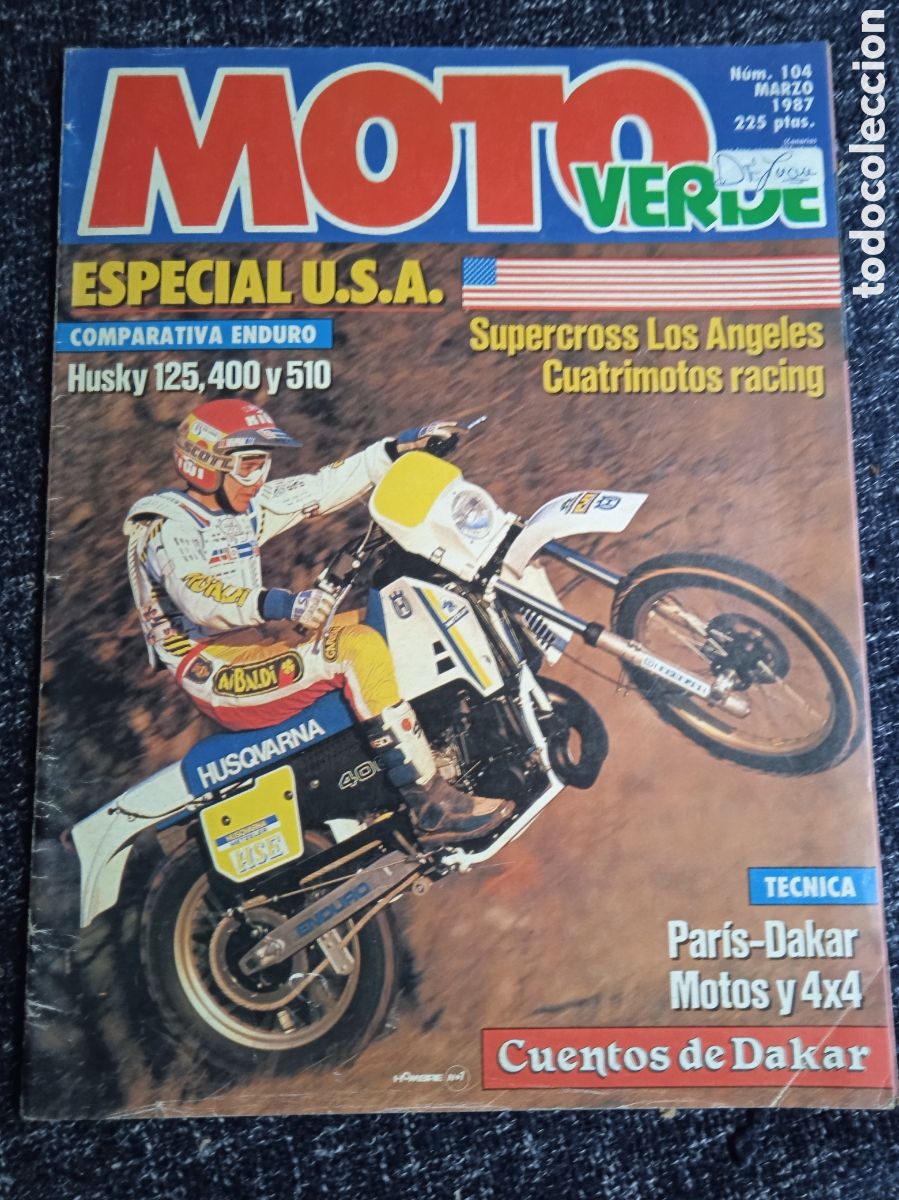 Coches y Motocicletas: MOTO VERDE N&ordm; 104 MARZO 1987 HUSQVARNA WMX 125, HUSQVARNA WR 400 Y HUSQVARNA 510 4T.