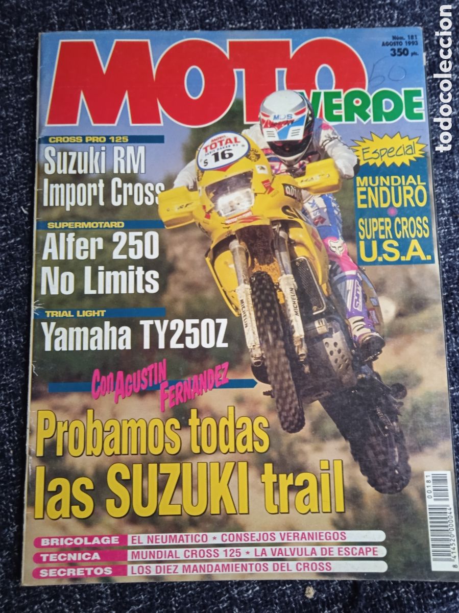 Coches y Motocicletas: MOTO VERDE N&ordm; 181 AGOSTO 1993 -SUZUKI DR RM125 YAMAHA TY ALFER AR BOMVARDIER SEA DOO YAMAHA