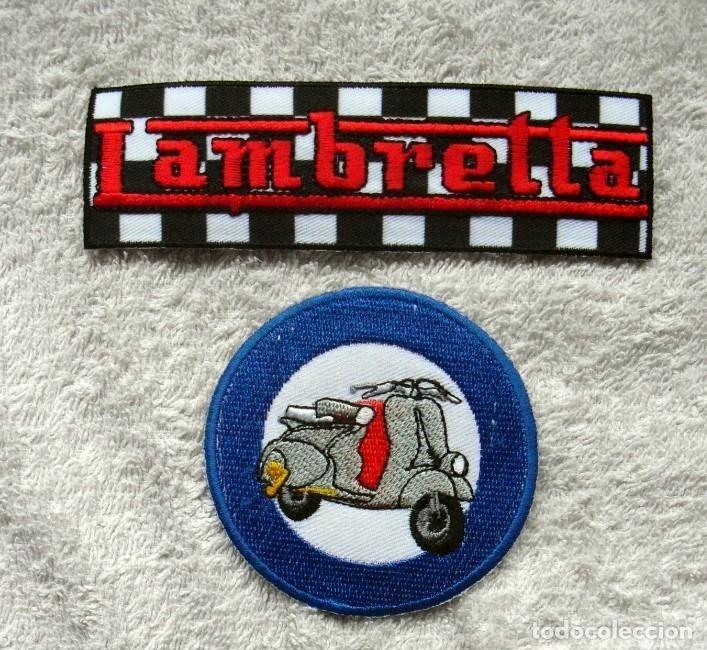 Coches y Motocicletas: VESPA- LAMBRETTA: JUEGO DE 2 PARCHES BORDADOS IMPORTADOS-MOTO MOD- ENGLAND-OPORTUNIDAD