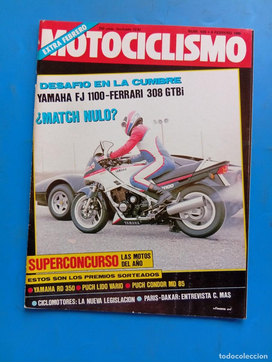 Coches y motocicletas: MOTOCICLISMO. EXTRA. N&ordm; 939. A&Ntilde;O 1986. PRUEBA COMPARATIVA: YAMAHA FJ Y FERRARI GTBi. ENTREVIS.. LEER
