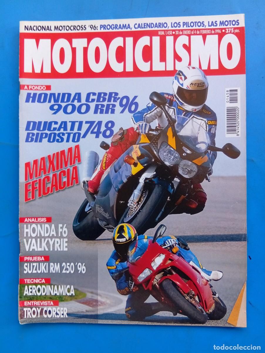 Coches y motocicletas: MOTOCICLISMO. N&ordm; 1458. FEBRERO. 1996. PRUEBA: HONDA CBR 900 RR. DUCATI 748 BIPOSTO. PEUGEOT.... LEER