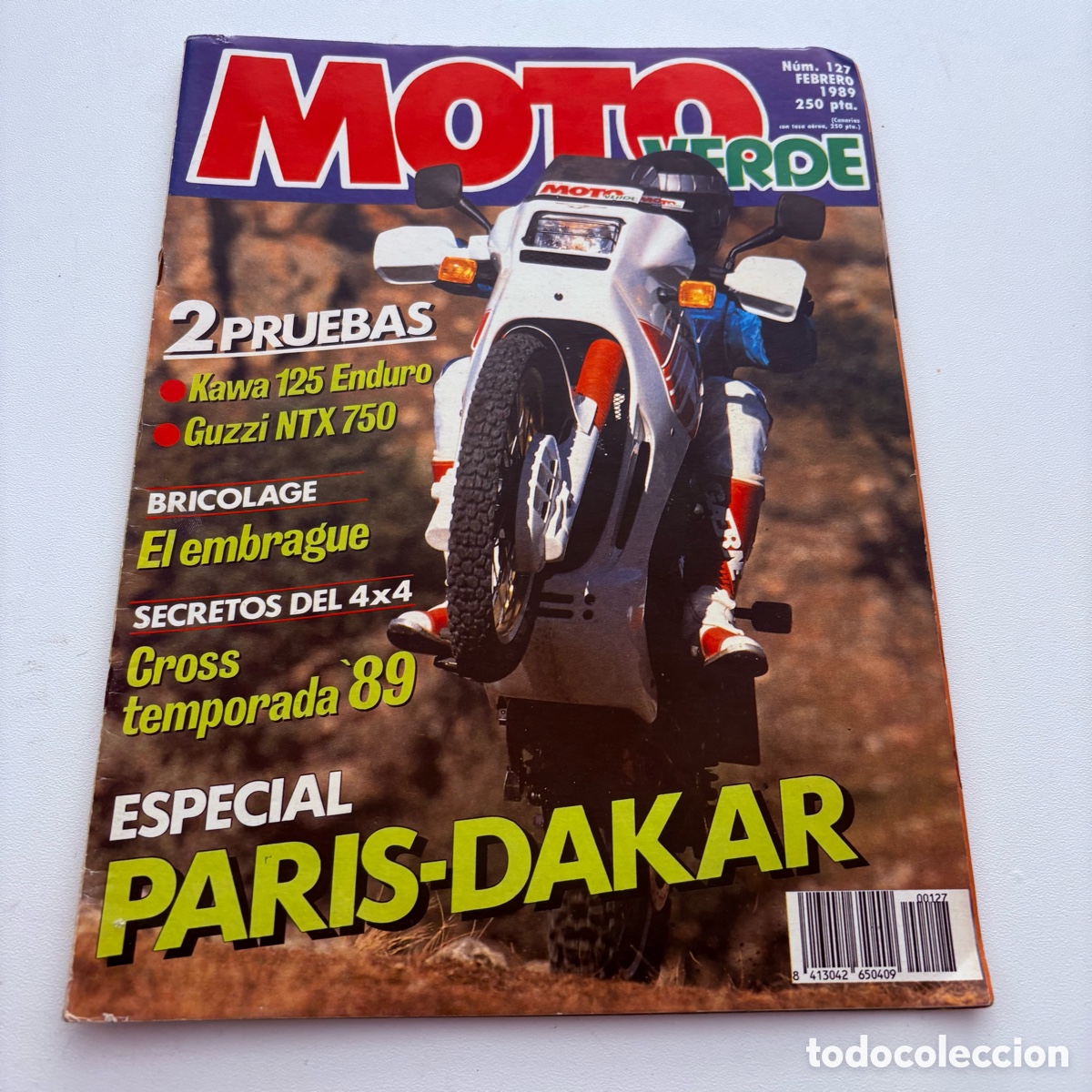 Coches y motocicletas: REVISTA MOTO VERDE N&ordm; 127 DE 1989 PRUEBA KAWASAKI KX 125 ENDURO MOTO GUZZI NTX 750