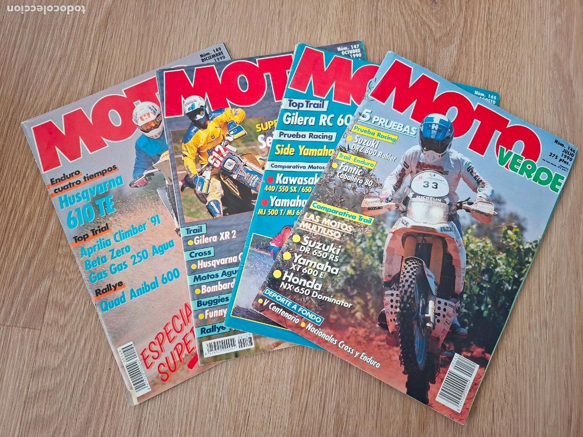 Coches y motocicletas: Lote de 4 revistas. Moto Verde. A&ntilde;o 1990