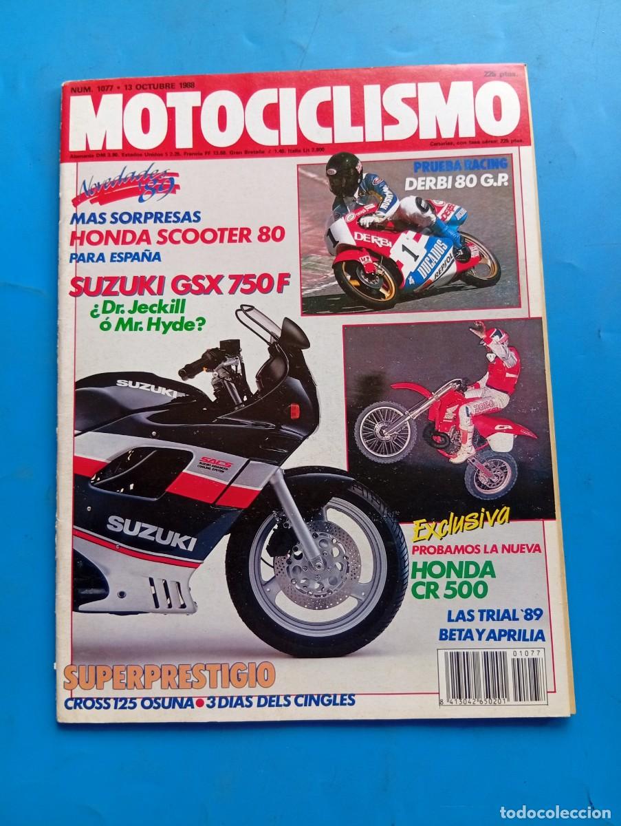 Coches y motocicletas: MOTOCICLISMO. N&ordm; 1077. A&Ntilde;O 1988. EXCLUSIVA: HONDA CR 500. PRUEBA: DERBI 80 GP. APRILIA CLIMBER. LEER