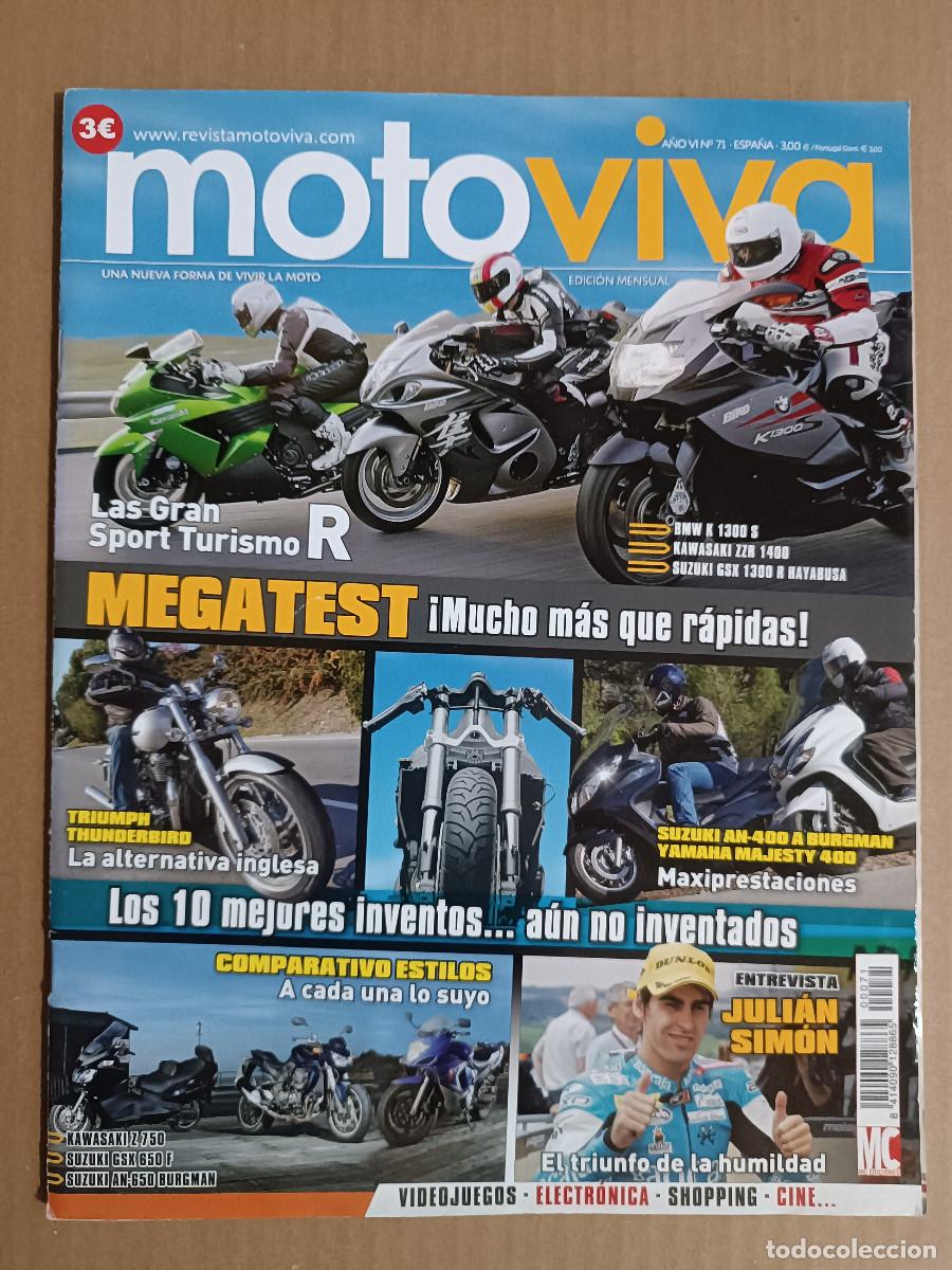 Coches y motocicletas: REVISTA MOTO VIVA N&ordm; 71. PRU: TRIUMPH THUNDERBIRD. BMW K1300S, KAWASAKI ZZR 1400 Y SUZUKI GSX 1300R