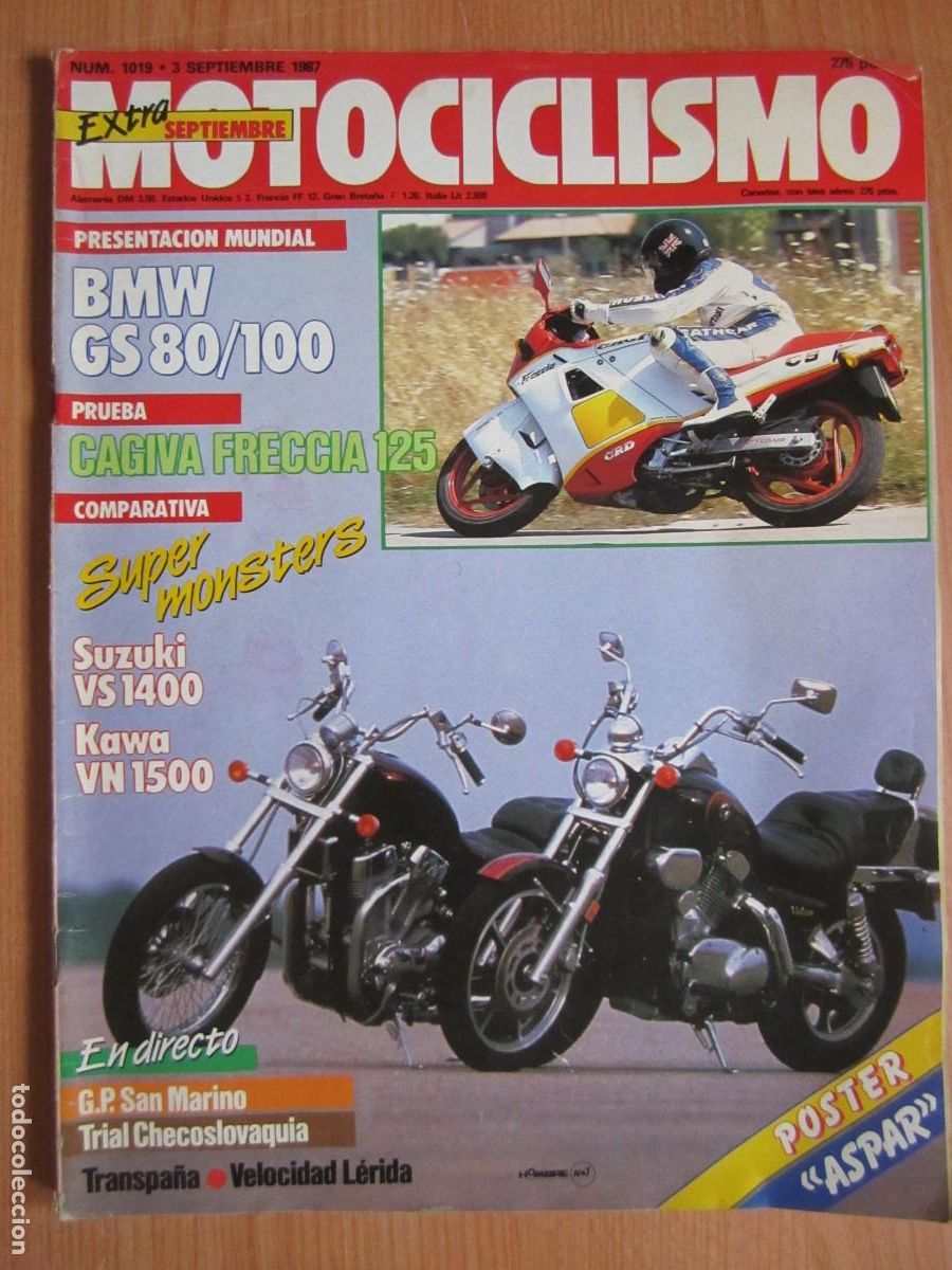Coches y motocicletas: revista motociclismo num 1019 a&ntilde;o 1987 bmw gs 80 cagiva freccia 125