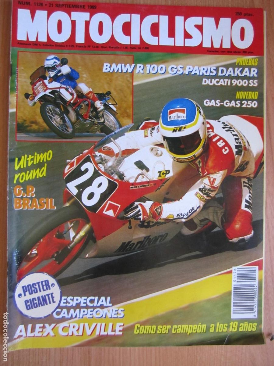 Coches y motocicletas: revista motociclismo num 1126 a&ntilde;o 1989 alex criville bmw r 100 gs paris dakar