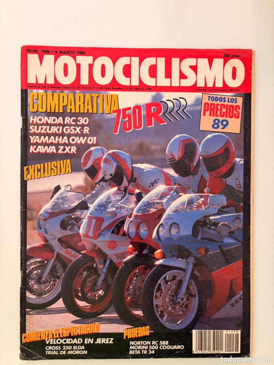 Coches y motocicletas: MOTOCICLISMO N&ordm; 1098. MAR 1989. HONDA RC30, SUZUKI GSX-R, YAMAHA OWO1, KAWA ZXR. LEER