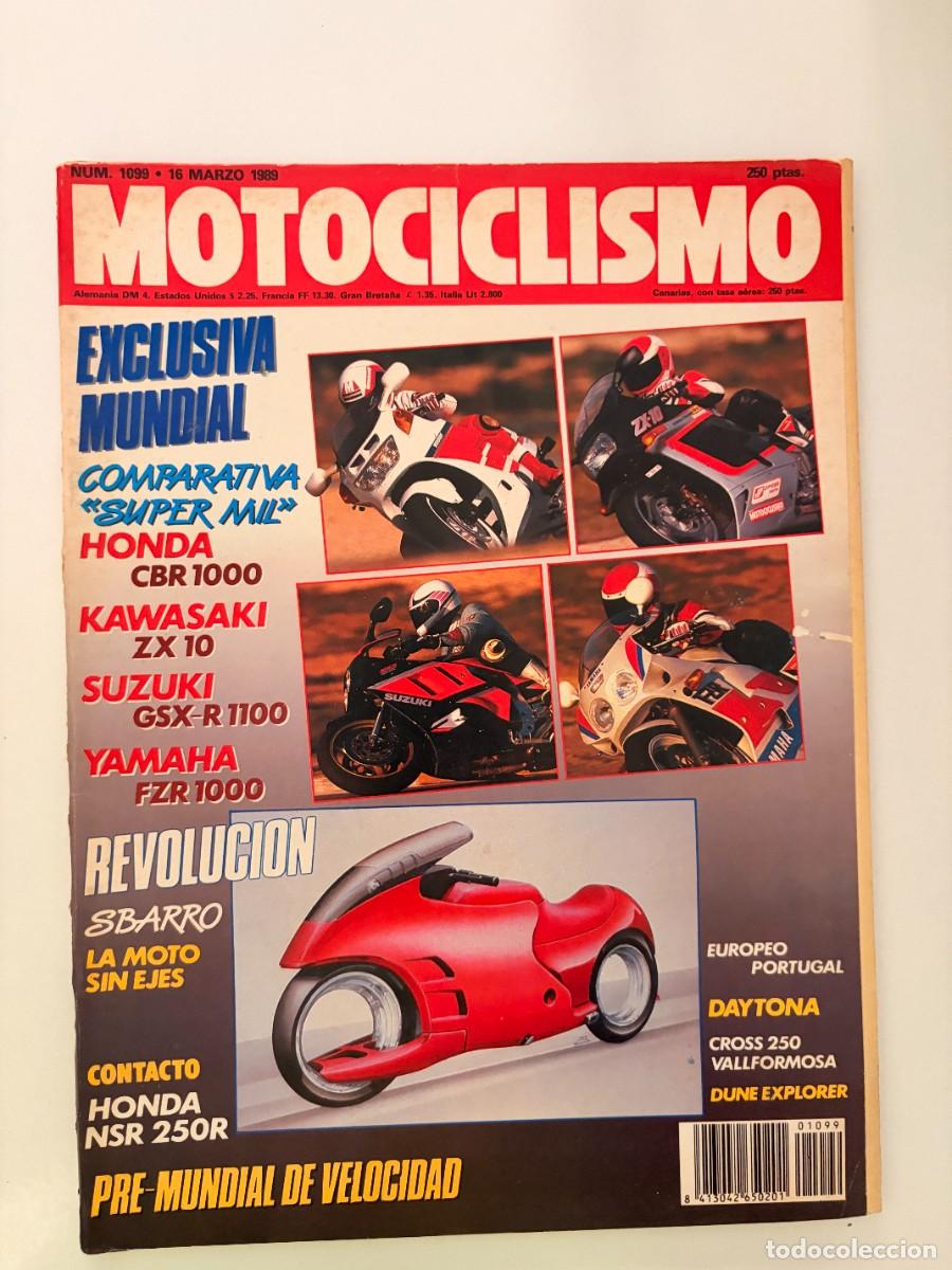 Coches y motocicletas: MOTOCICLISMO N&ordm; 1099. MAR 1989. HONDA CBR 1000, KAWASAKI ZX10, SUZUKI GSX-R 1100, YAMAHA FZR 1000