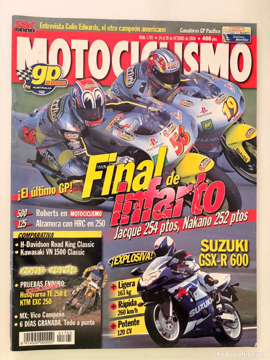 Coches y motocicletas: MOTOCICLISMO N&ordm; 1705. OCTUBRE 2000. SUZUKI GSX-R 600, HARLEY ROAD KING, KAWASAKI VN 1500. LEER