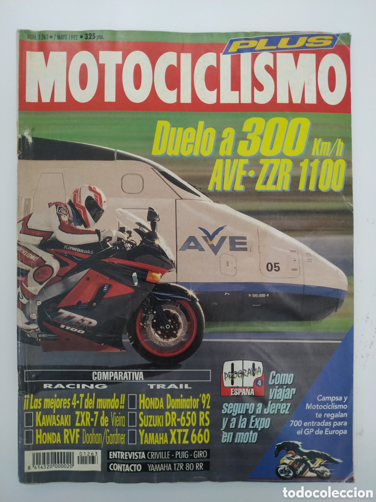 Coches y motocicletas: REVISTA MOTOCICLISMO N&ordm; 1263 A&Ntilde;O 1992, CON POSTER CENTRAL