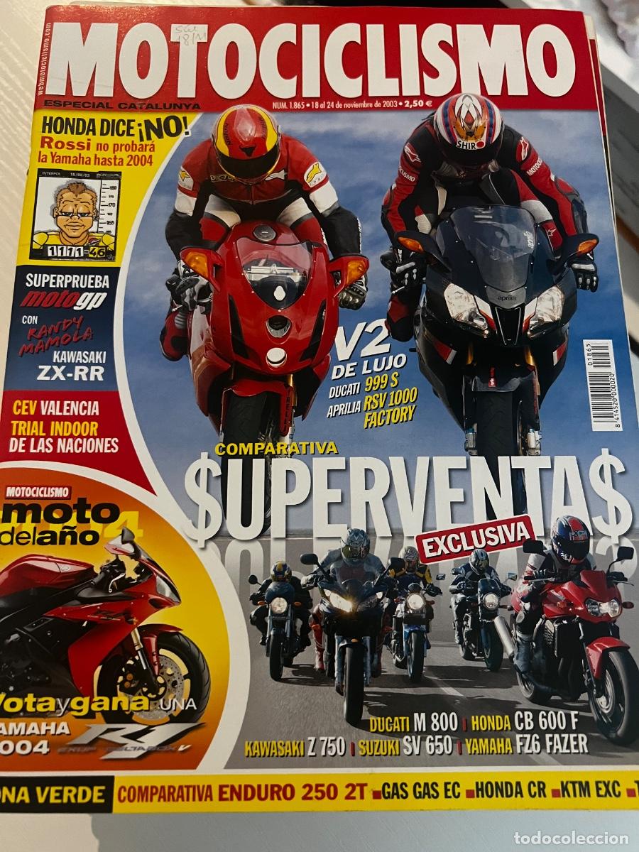 Coches y motocicletas: MOTOCICLISMO. N&ordm; 1865. NOVIEMBRE 2003. ROSSI Y YAHAMA.APRILIA RSV 1000 R FACTORY. DUCATI 999 S..LEER