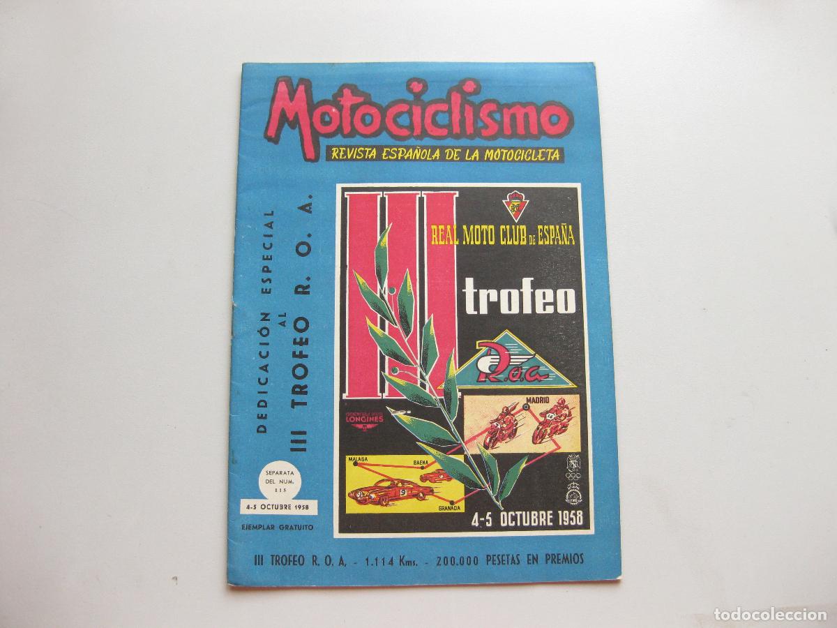 Coches y motocicletas: MOTOCICLISMO DEDICADO AL III TROFEO ROA. REVISTA ESPA&Ntilde;OLA DE LA MOTOCICLETA. OCTUBRE DE 1958