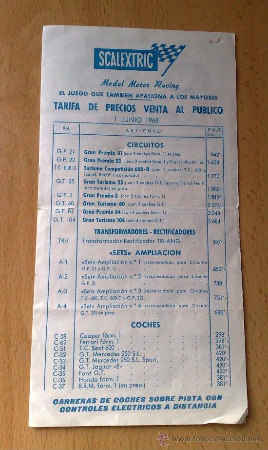 Scalextric: DIFICIL TARIFA DE PRECIOS 1 DE JUNIO DE 1968 SCALEXTRIC EXIN - Foto 1
