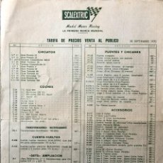 Scalextric: VENDO TARIFA DE PRECIOS SCALEXTRIC - 30-SEPTIEMBRE-1970. Lote 326793623