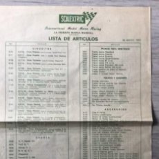 Scalextric: VENDO TARIFA DE PRECIOS SCALEXTRIC - 20-MAYO-1977. Lote 326794698
