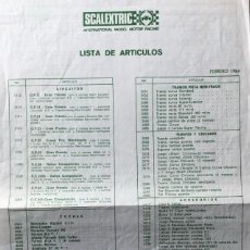 Scalextric: VENDO TARIFA DE PRECIOS SCALEXTRIC - FEBRERO-1984