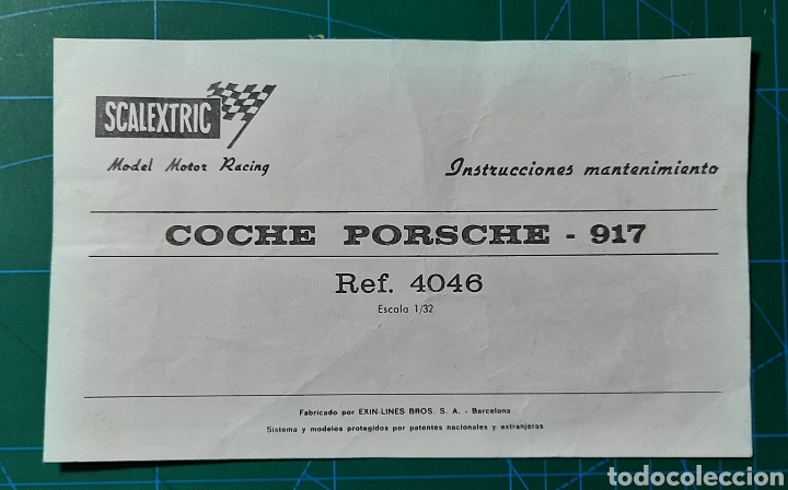 Scalextric: INSTRUCCIONES ORIGINALES SCALEXTRIX COCHE PORSCHE - 917 / REF. 4046 - Foto 1