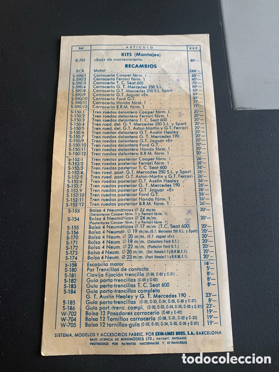 Scalextric: Tarifa de Precios venta al p&uacute;blico 1968. SCALEXTRIC - Foto 3