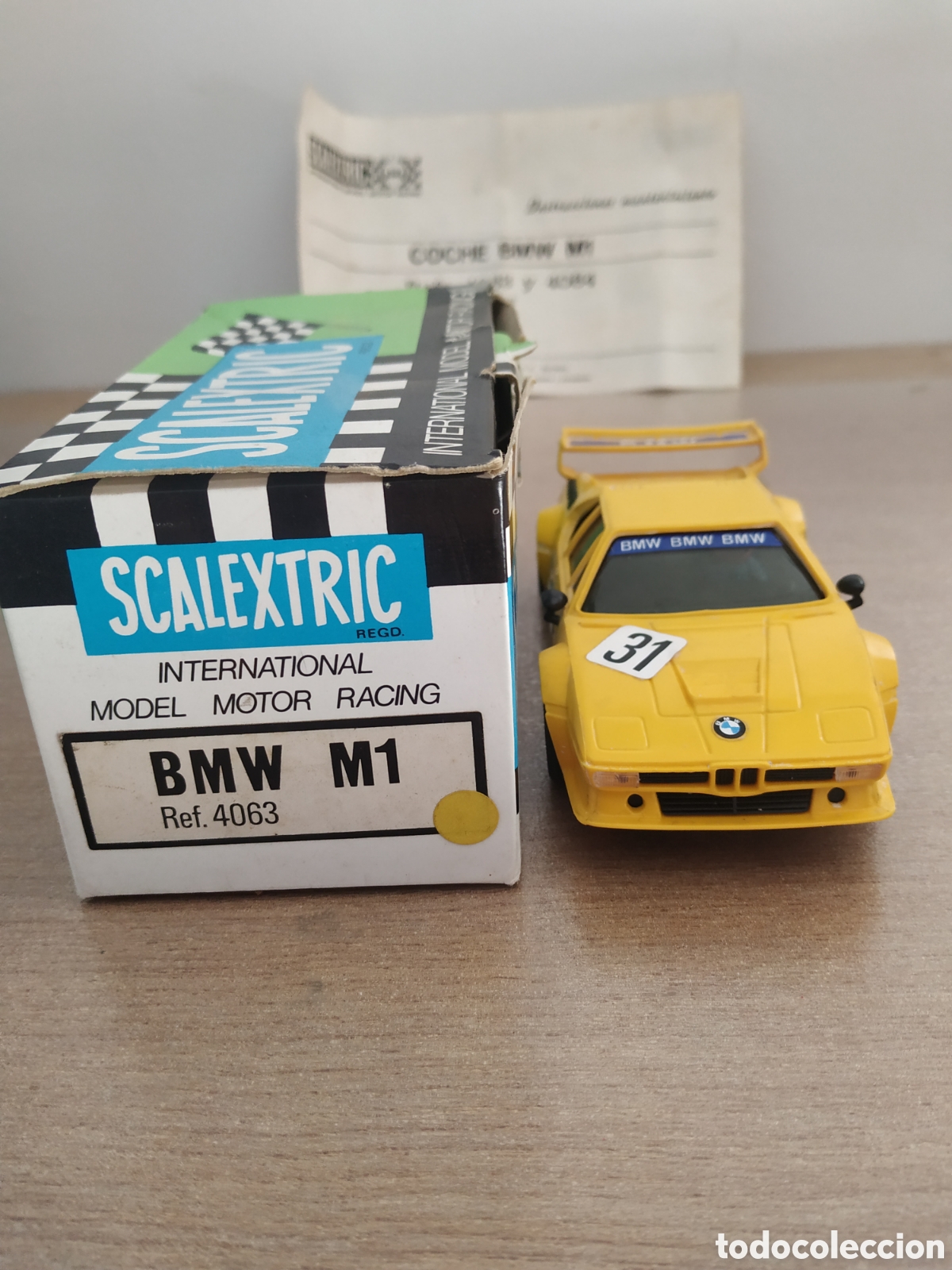 Scalextric: BMW M1 de Scalextric Exin Amarillo del a&ntilde;o 1982. Primera serie. Ref 4063