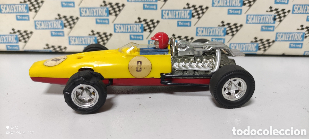 Scalextric: HONDA AMARILLO LIM&Oacute;N CHASIS GRANATE DE SEGUNDA SERIE SCALEXTRIC EXIN