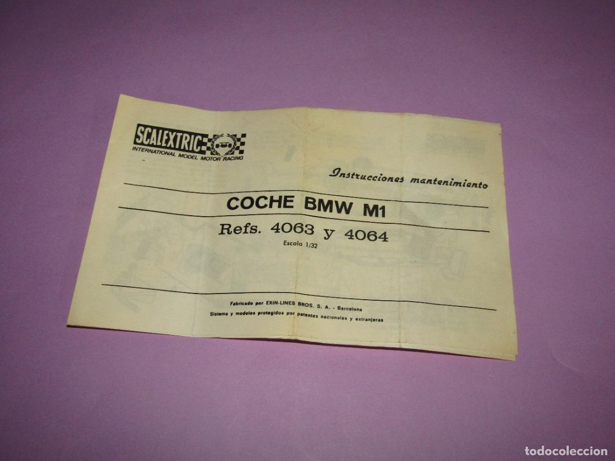 Scalextric: Antiguo Manual Instrucciones y Mantenimiento del BMW M1 Ref. 4063-4064 de SCALEXTRIC EXIN