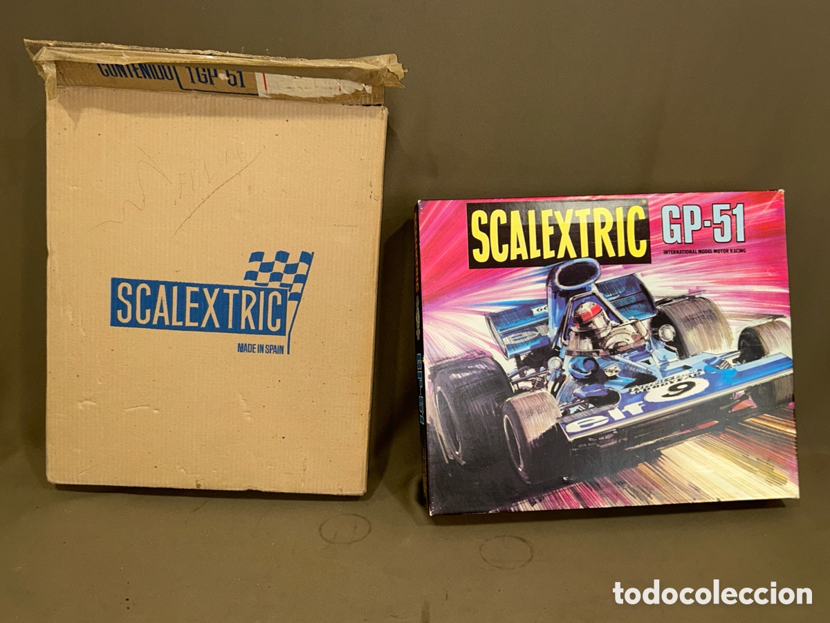 Scalextric: ANTIGUO SCALEXTRIC GP-51 EN SU CAJA ORIGINAL + CAJA DE FUERA, INCLUYE 2 COCHES, 2 MANDOS, ETC