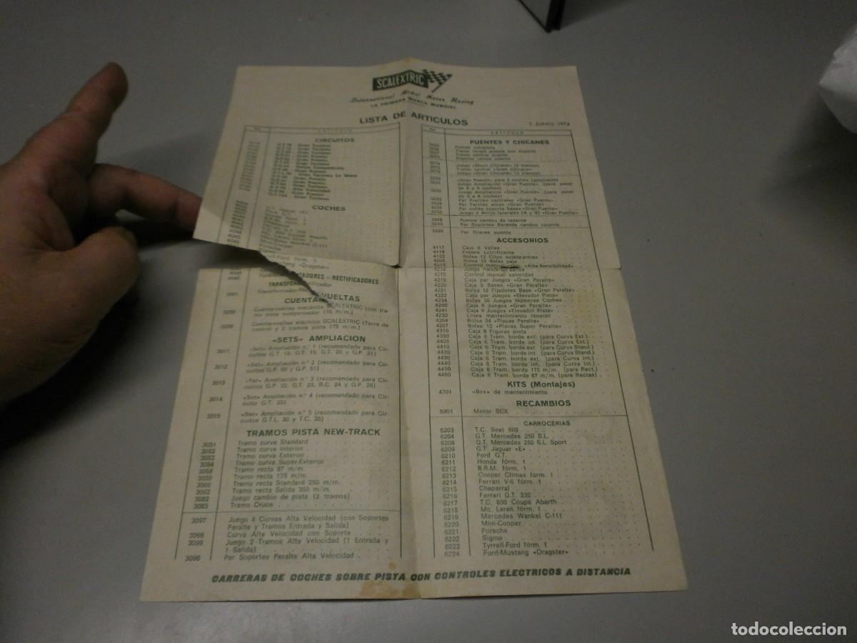 Scalextric: lista de articulos scalextric 1 junio 1974