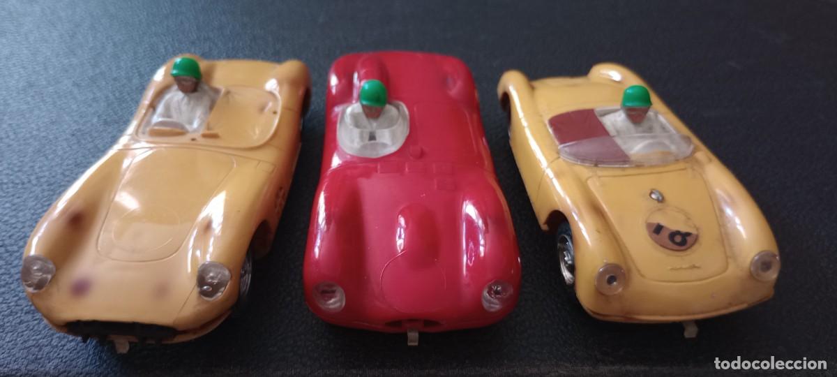 Scalextric: Lote de 3 coches Scalextric Triang: Jaguar D Type MM / C60, Aston Mart&iacute;n y Porsche MM / C61