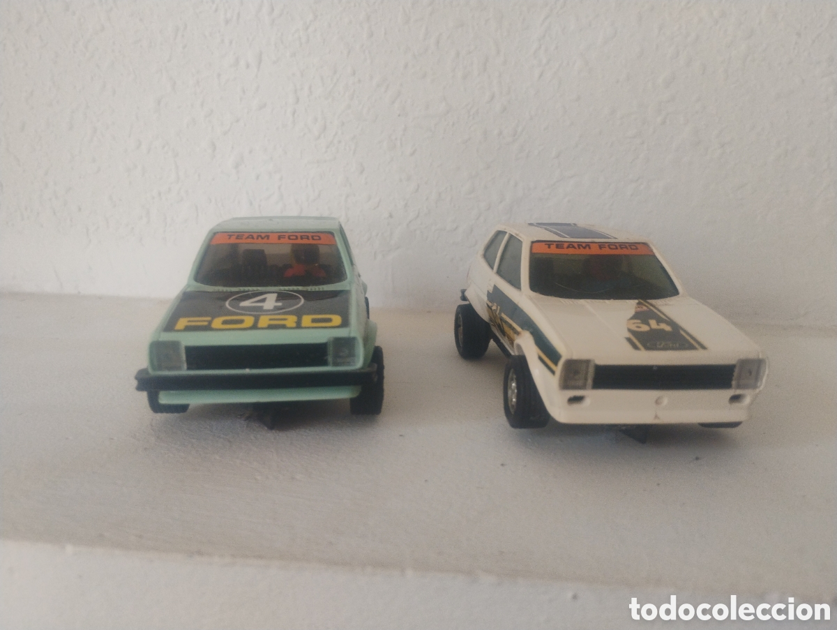 Scalextric: 2 Ford fiesta super 1300 Scalextric exin azul y blanco cibie