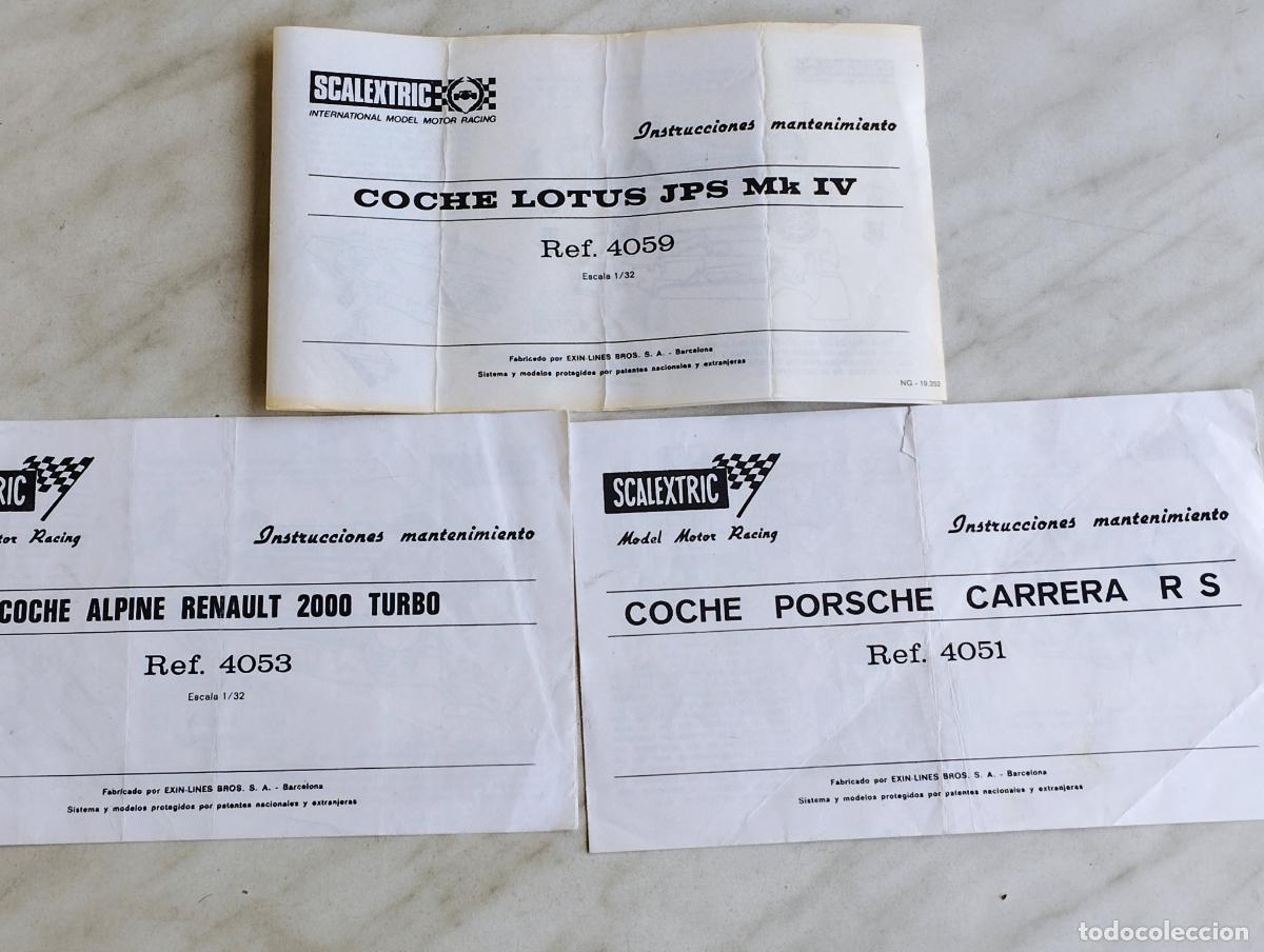 Scalextric: LOTUS JPS ALPINE RENAULT PORSCHE CARRERA MANUAL INSTRUCCIONES Y MANTENIMIENTO SCALEXTRIC EXIN