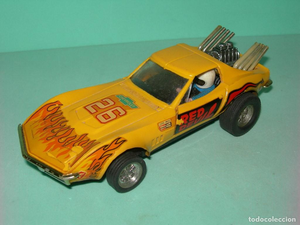 Scalextric: COCHE CHEVROLET CORVETTE DRAGSTER AMARILLO - RED DEVIL - REF. 4050 - ORIGINAL SCALEXTRIC EXIN -